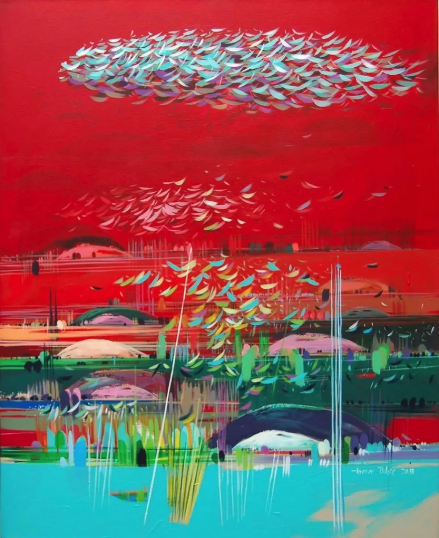 TAMER BİLGİÇ — “İsimsiz”, 2013 "İsimsiz" eseri TAMER BİLGİÇ tarafından 2013 yılında 100x80 cm ölçülerinde Tuval üzeri akrilik boya tekniği ile yapılmıştır.