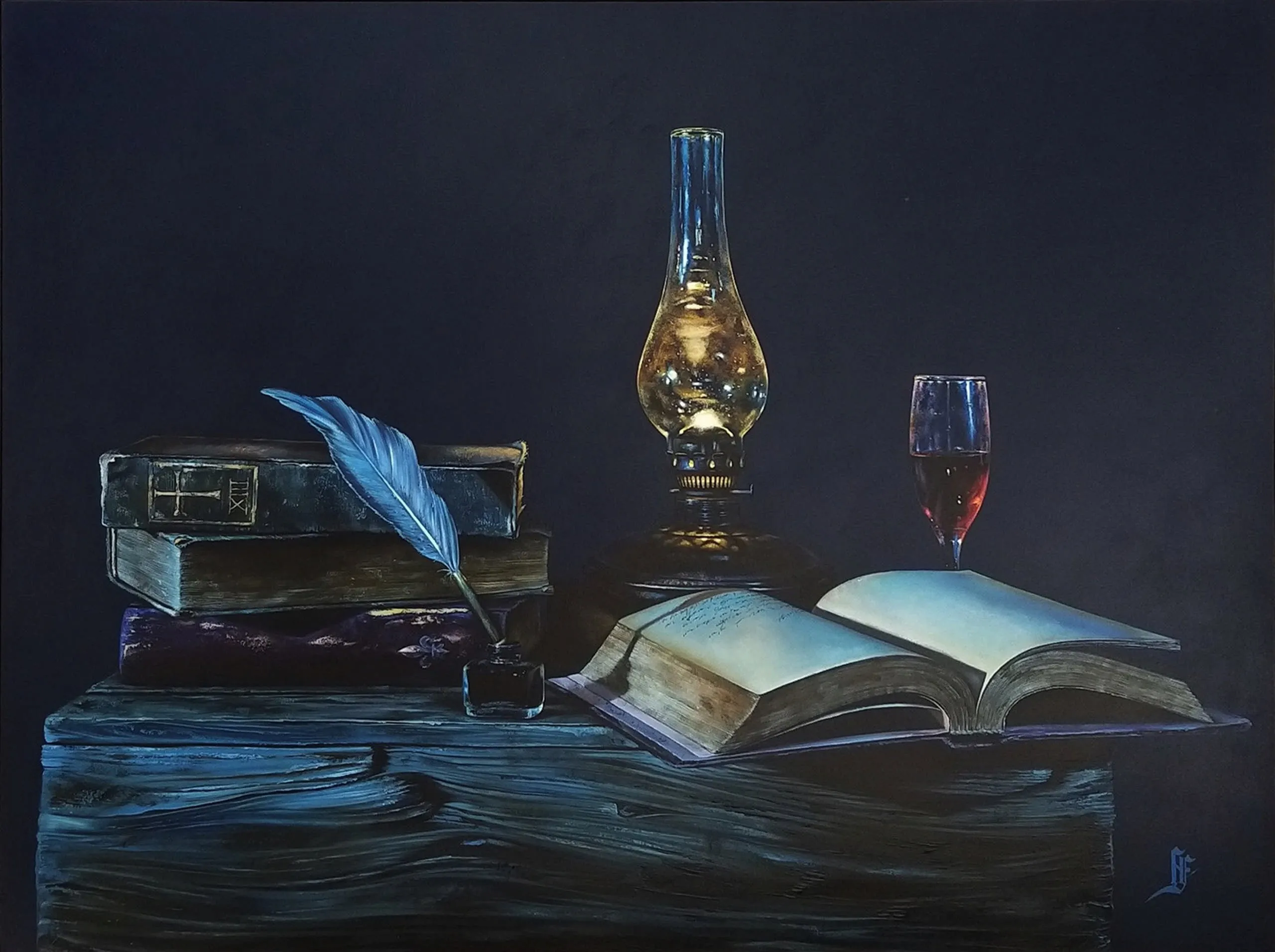"Işığın Ruhu" eseri HÜSEYİN FEYZULLAH tarafından 90x120 cm ölçülerinde Tuval üzeri yağlı boya tekniği ile yapılmıştır.