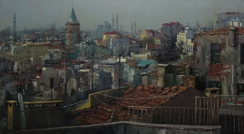 KADİR ABLAK — “Bir metropolün anatomisi”, 2020 "Bir metropolün anatomisi" eseri KADİR ABLAK tarafından 2020 yılında 80x145 cm ölçülerinde Tuval üzeri yağlı boya tekniği ile yapılmıştır.