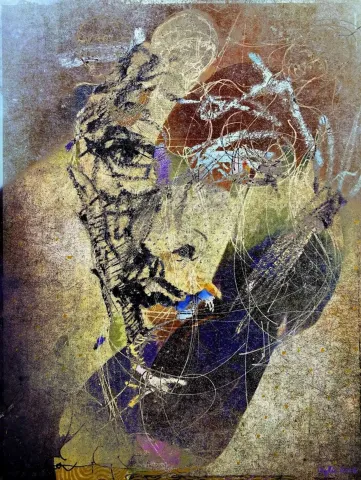 NECMETTİN ÖZLÜ — “Portre-I”, 2016 "Portre-I" eseri NECMETTİN ÖZLÜ tarafından 2016 yılında 120x90 cm ölçülerinde Tuval üzeri karışık teknik tekniği ile yapılmıştır.