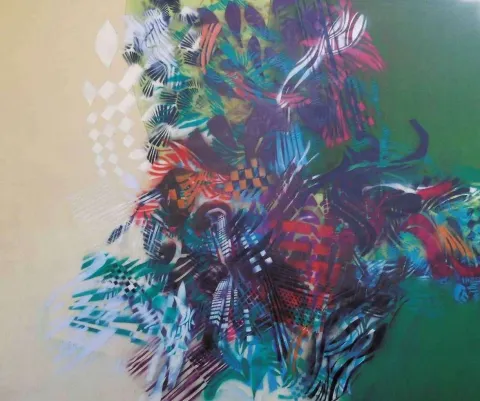 "Dip" eseri AYŞE BARAN tarafından 2011 yılında 140x170 cm ölçülerinde Tuval üzeri akrilik boya tekniği ile yapılmıştır.