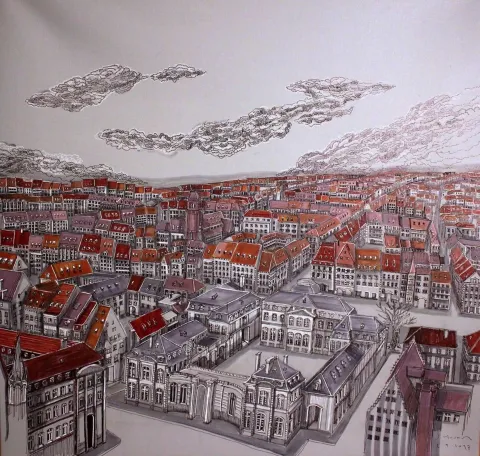 "İsimsiz" eseri SÜMEYYE YUŞAN tarafından 2017 yılında 70x70 cm ölçülerinde Tuval üzeri karışık teknik tekniği ile yapılmıştır.