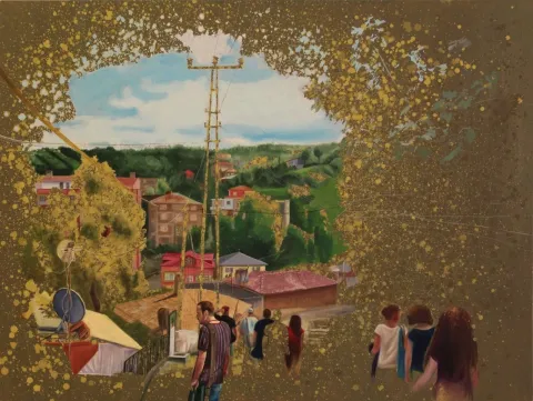 "İsimsiz" eseri ZAFER MALKOÇ tarafından 2012 yılında 90x120 cm ölçülerinde Tuval üzeri yağlı boya tekniği ile yapılmıştır.