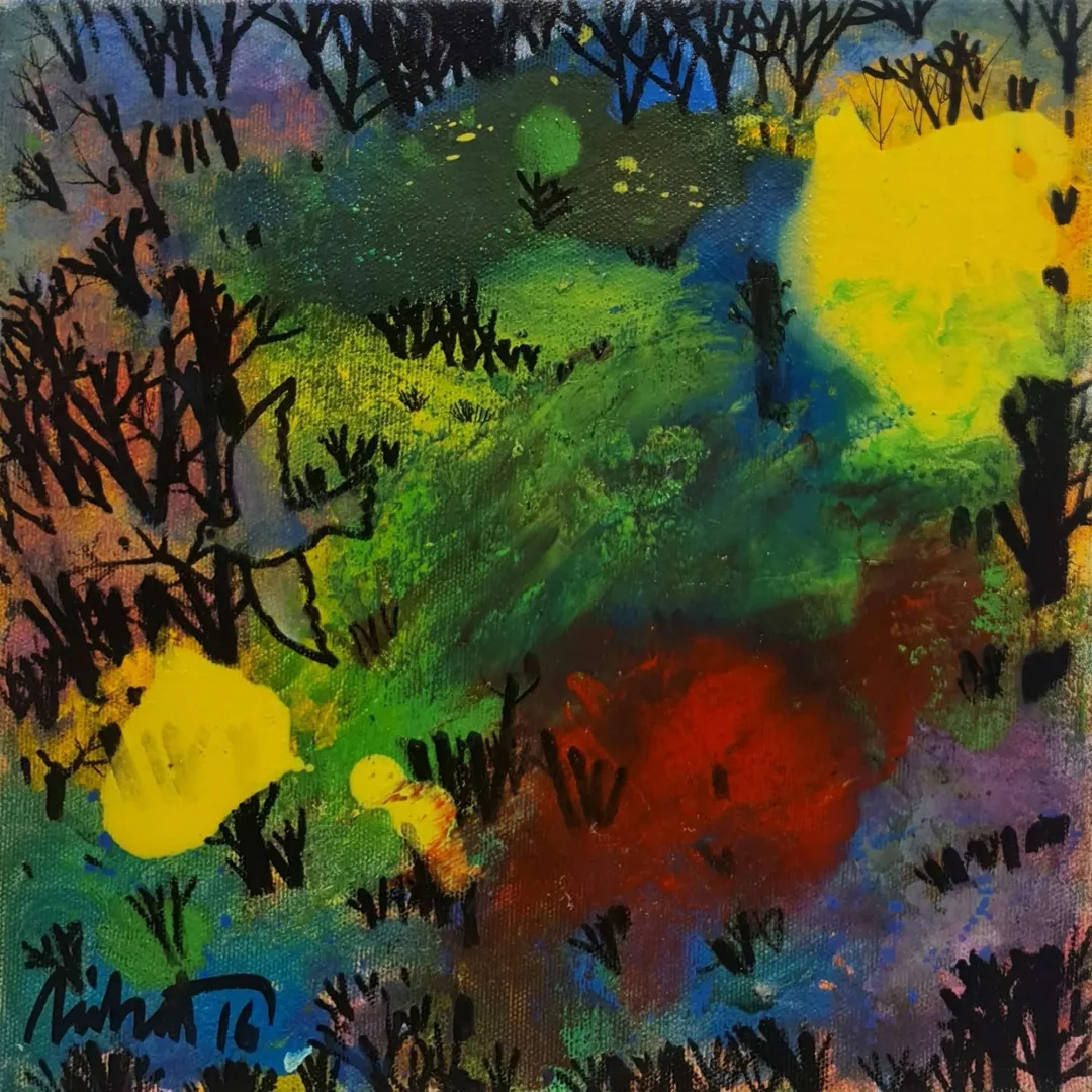 NİHAT KAHRAMAN — “isimsiz”, 2016 "isimsiz" eseri NİHAT KAHRAMAN tarafından 2016 yılında 25x25 cm ölçülerinde Tuval üzeri akrilik boya tekniği ile yapılmıştır.