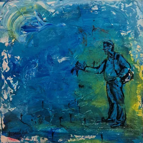 SAEED AGHANEJAD — “isimsiz”, 2022 "isimsiz" eseri SAEED AGHANEJAD tarafından 2022 yılında 25x25 cm ölçülerinde Tuval üzeri yağlı boya tekniği ile yapılmıştır.