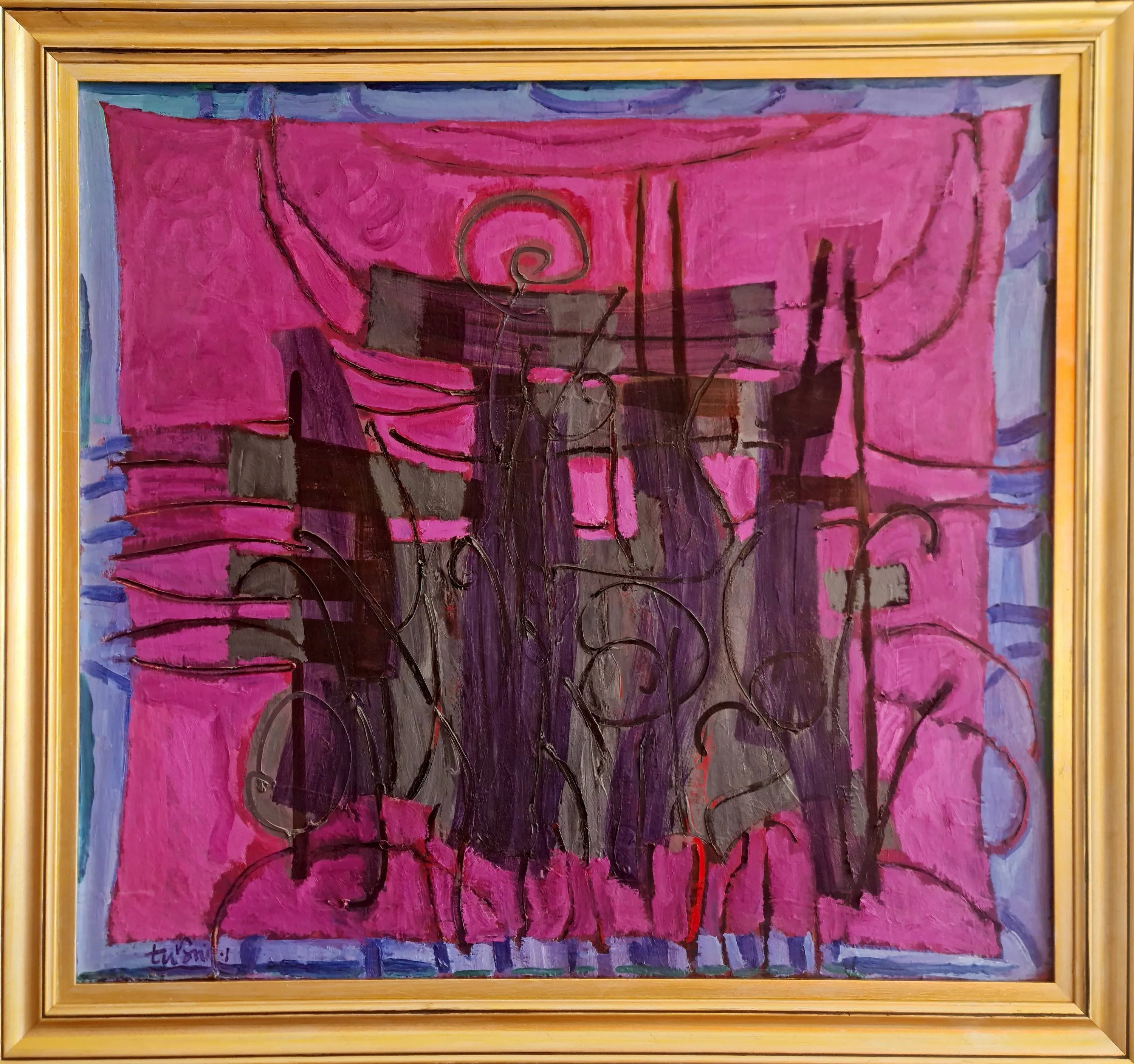 "Soyut kompozisyon" eseri ADNAN TURANİ tarafından 2001 yılında 115x125 cm ölçülerinde Tuval üzeri yağlı boya tekniği ile yapılmıştır.