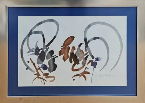 "Horoz" eseri ADNAN TURANİ tarafından 1980 yılında 50x70 cm ölçülerinde Kağıt üzeri sulu boya tekniği ile yapılmıştır.