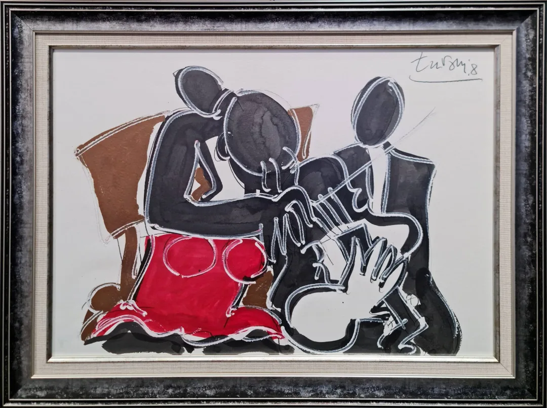 yakınlaştır "Kemancı Kız" eseri ADNAN TURANİ tarafından 2008 yılında 50x70 cm ölçülerinde Kağıt üzeri karışık teknik tekniği ile yapılmıştır.