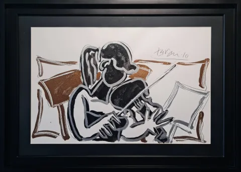 "Kemancı Kız" eseri ADNAN TURANİ tarafından 2010 yılında 50x70 cm ölçülerinde Kağıt üzeri karışık teknik tekniği ile yapılmıştır.
