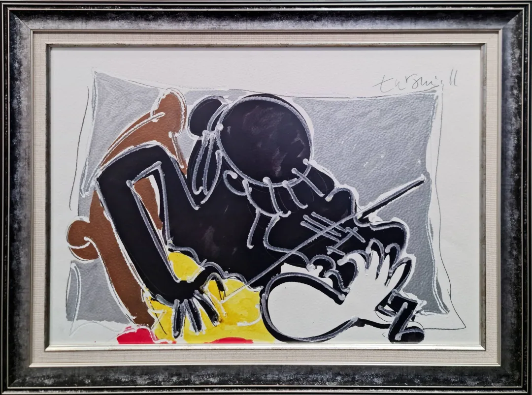 yakınlaştır "Kemancı Kız" eseri ADNAN TURANİ tarafından 2011 yılında 50x70 cm ölçülerinde Kağıt üzeri karışık teknik tekniği ile yapılmıştır.