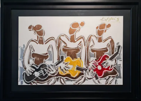 "Trio" eseri ADNAN TURANİ tarafından 2008 yılında 50x70 cm ölçülerinde Kağıt üzeri karışık teknik tekniği ile yapılmıştır.