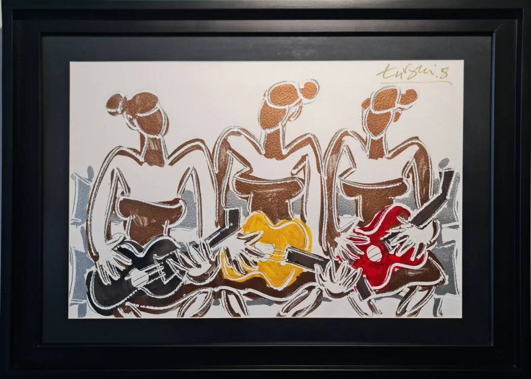 "Trio" eseri ADNAN TURANİ tarafından 2008 yılında 50x70 cm ölçülerinde Kağıt üzeri karışık teknik tekniği ile yapılmıştır.