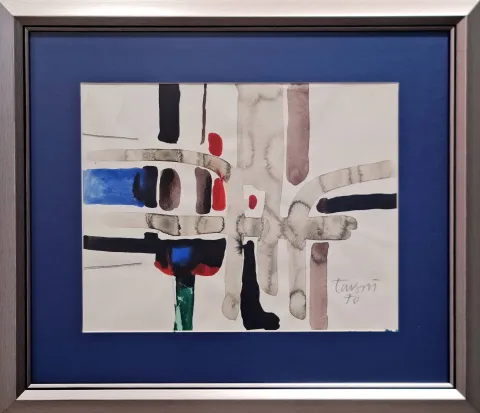 "Soyut kompozisyon" eseri ADNAN TURANİ tarafından 1970 yılında 25x32 cm ölçülerinde Kağıt üzeri karışık teknik tekniği ile yapılmıştır.