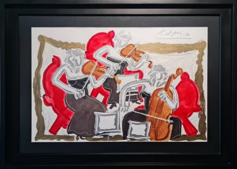 "Trio" eseri ADNAN TURANİ tarafından 2014 yılında 50x70 cm ölçülerinde Kağıt üzeri karışık teknik tekniği ile yapılmıştır.