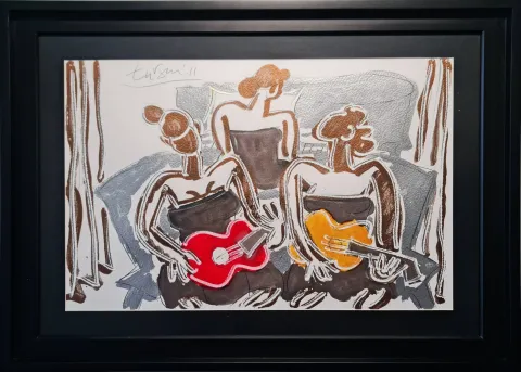 "Trio" eseri ADNAN TURANİ tarafından 2011 yılında 50x70 cm ölçülerinde Kağıt üzeri karışık teknik tekniği ile yapılmıştır.