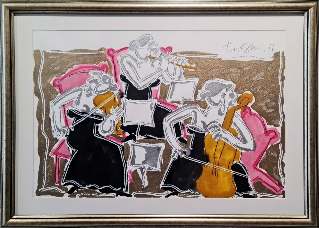 yakınlaştır "Trio" eseri ADNAN TURANİ tarafından 2011 yılında 50x70 cm ölçülerinde Kağıt üzeri karışık teknik tekniği ile yapılmıştır.