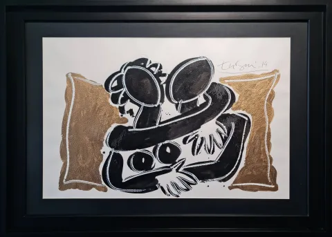 "Aşıklar" eseri ADNAN TURANİ tarafından 2014 yılında 50x70 cm ölçülerinde Kağıt üzeri karışık teknik tekniği ile yapılmıştır.