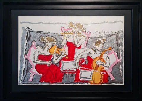 "Trio" eseri ADNAN TURANİ tarafından 2012 yılında 50x70 cm ölçülerinde Kağıt üzeri karışık teknik tekniği ile yapılmıştır.