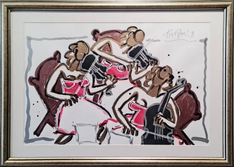 "Trio" eseri ADNAN TURANİ tarafından 2008 yılında 50x70 cm ölçülerinde Kağıt üzeri karışık teknik tekniği ile yapılmıştır.