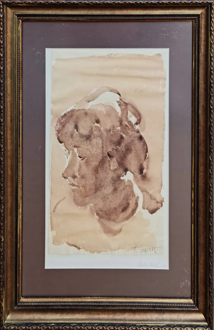 yakınlaştır "Portre" eseri ADNAN TURANİ tarafından 40x26 cm ölçülerinde Kağıt üzeri karışık teknik tekniği ile yapılmıştır.