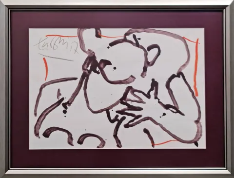 "Aşıklar" eseri ADNAN TURANİ tarafından 2007 yılında 35x50 cm ölçülerinde Kağıt üzeri karışık teknik tekniği ile yapılmıştır.