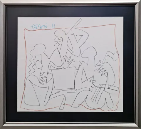 "Trio" eseri ADNAN TURANİ tarafından 2011 yılında 346x50 cm ölçülerinde Kağıt üzeri karışık teknik tekniği ile yapılmıştır.