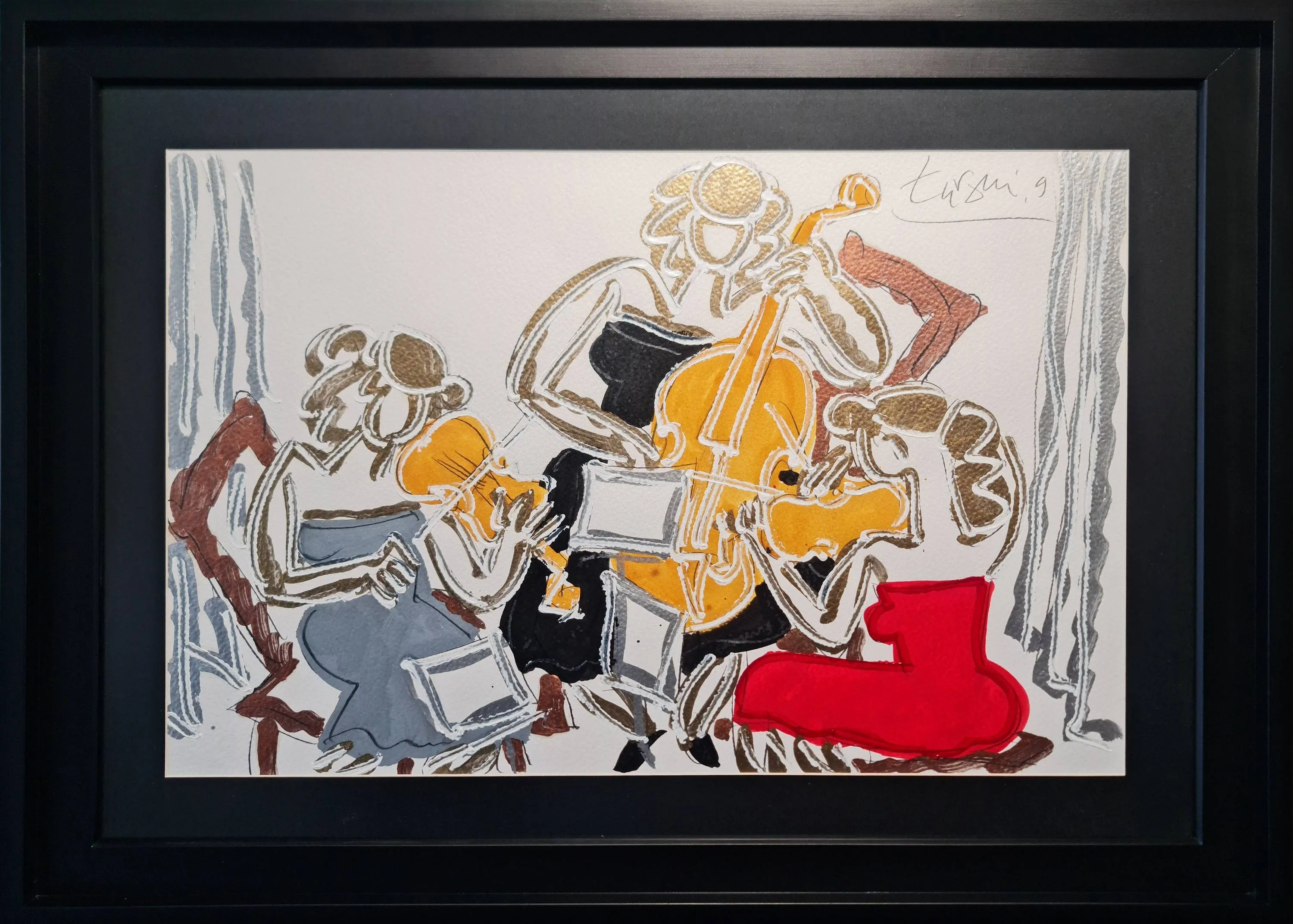 "Trio" eseri ADNAN TURANİ tarafından 2009 yılında 50x70 cm ölçülerinde Kağıt üzeri karışık teknik tekniği ile yapılmıştır.
