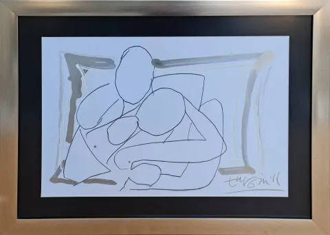 "Aşıklar" eseri ADNAN TURANİ tarafından 2011 yılında 50x70 cm ölçülerinde Kağıt üzeri füzen tekniği ile yapılmıştır.