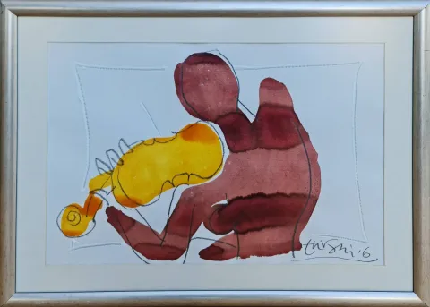 "Kemancı Kız" eseri ADNAN TURANİ tarafından 2006 yılında 42x60 cm ölçülerinde Kağıt üzeri karışık teknik tekniği ile yapılmıştır.