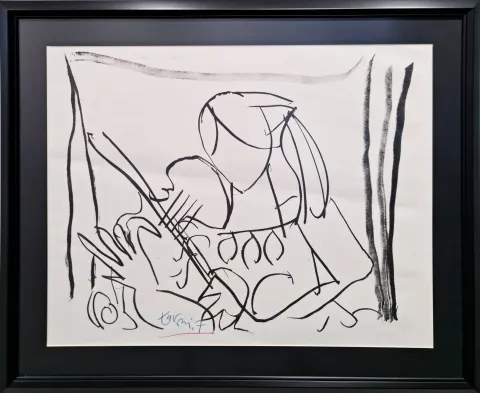 "Kemancı Kız" eseri ADNAN TURANİ tarafından 1991 yılında 50x70 cm ölçülerinde Kağıt üzeri füzen tekniği ile yapılmıştır.