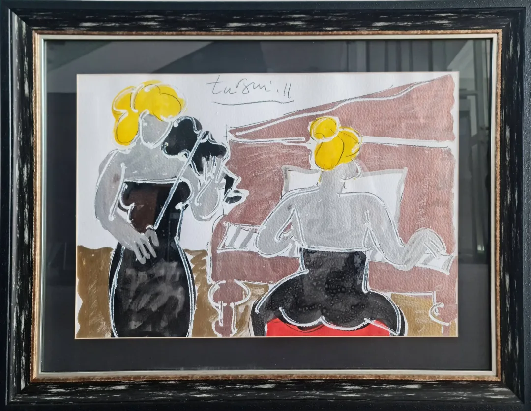 yakınlaştır "Müzisyenler" eseri ADNAN TURANİ tarafından 2011 yılında 50x70 cm ölçülerinde Kağıt üzeri karışık teknik tekniği ile yapılmıştır.