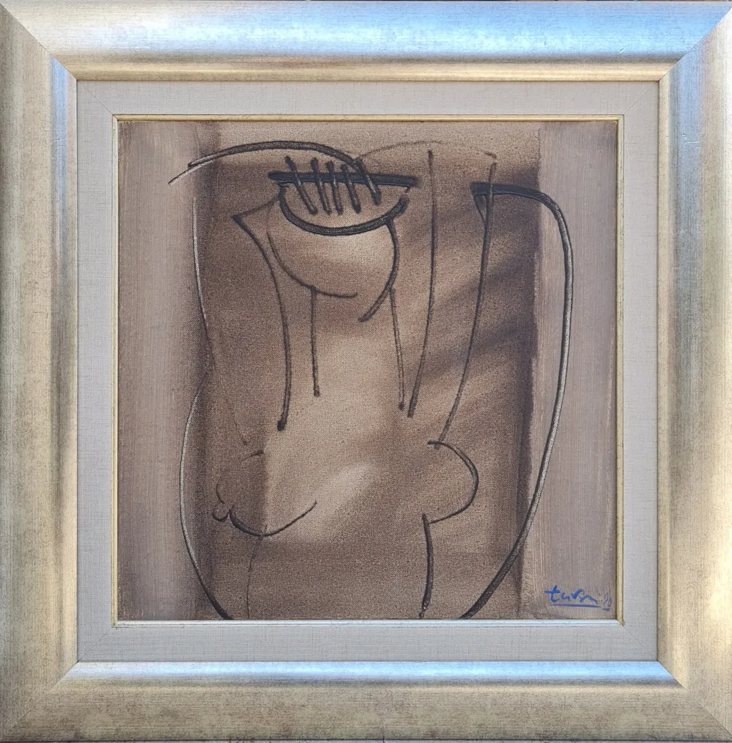 yakınlaştır "Figürlü Kompozisyon" eseri ADNAN TURANİ tarafından 1990 yılında 50x50 cm ölçülerinde Tuval üzeri yağlı boya tekniği ile yapılmıştır.