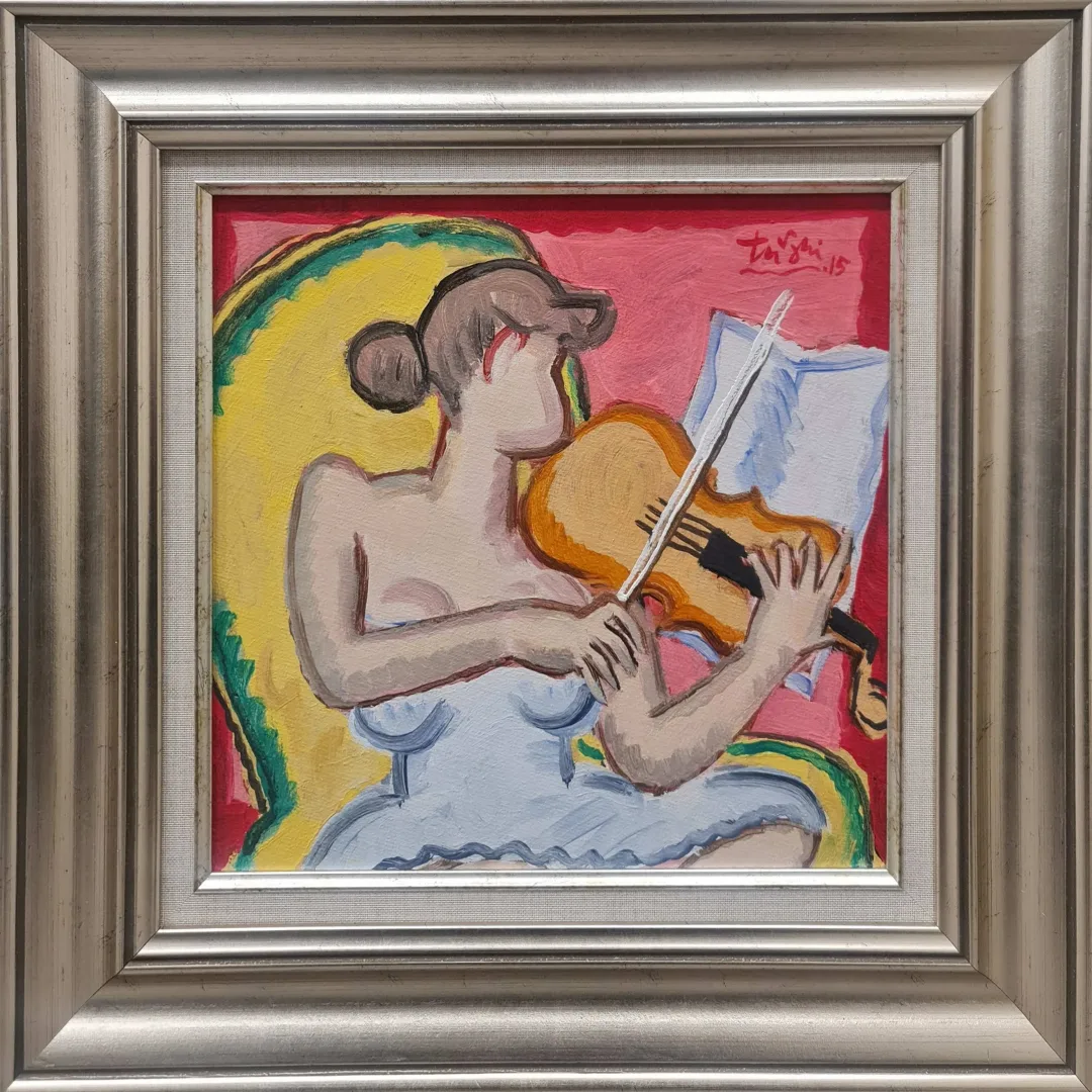 "Kemancı Kız" eseri ADNAN TURANİ tarafından 2015 yılında 35x35 cm ölçülerinde Pres tuval üzeri yağlı boya tekniği ile yapılmıştır.