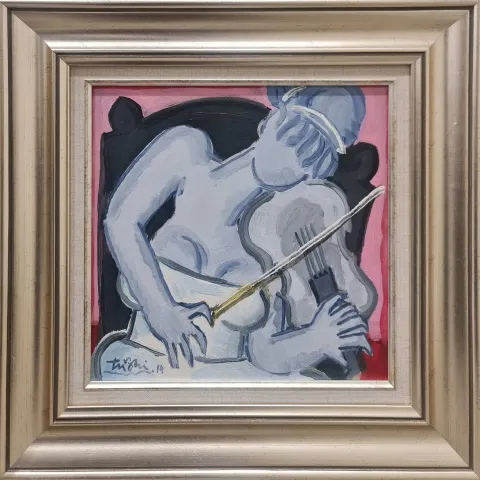 "Kemancı Kız" eseri ADNAN TURANİ tarafından 2014 yılında 35x35 cm ölçülerinde Pres tuval üzeri yağlı boya tekniği ile yapılmıştır.