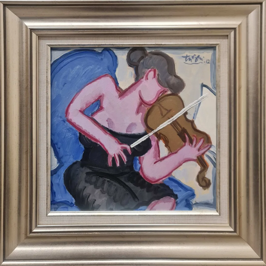 yakınlaştır "Kemancı Kız" eseri ADNAN TURANİ tarafından 2012 yılında 35x35 cm ölçülerinde Pres tuval üzeri yağlı boya tekniği ile yapılmıştır.