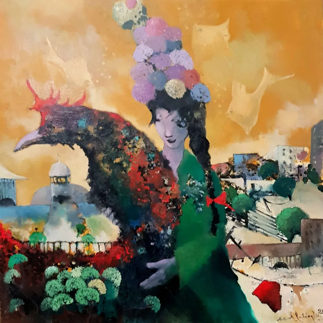 "İsimsiz" eseri EROL PELİOĞLU tarafından 2023 yılında 60x60 cm ölçülerinde Tuval üzeri yağlı boya tekniği ile yapılmıştır.