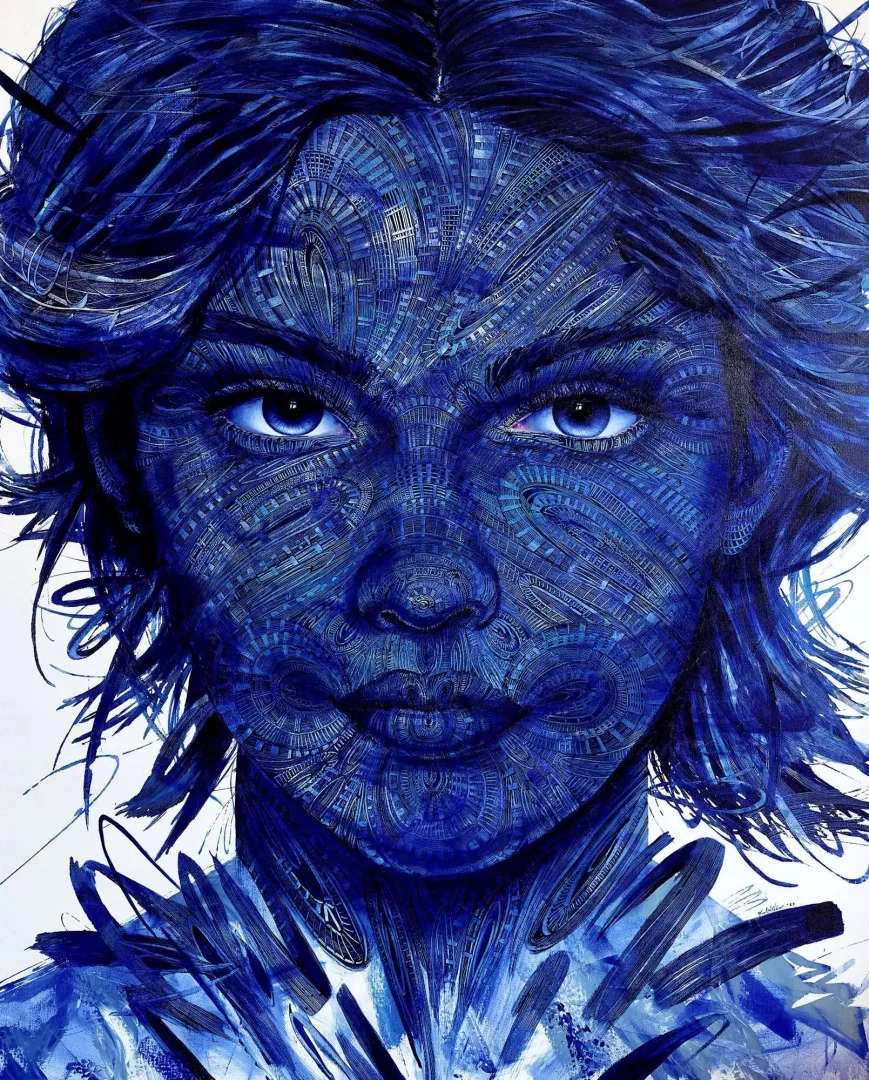 "Deep Blue-2" eseri MEVLÜT AKAR tarafından 2023 yılında 150x120 cm ölçülerinde Tuval üzeri akrilik boya tekniği ile yapılmıştır.