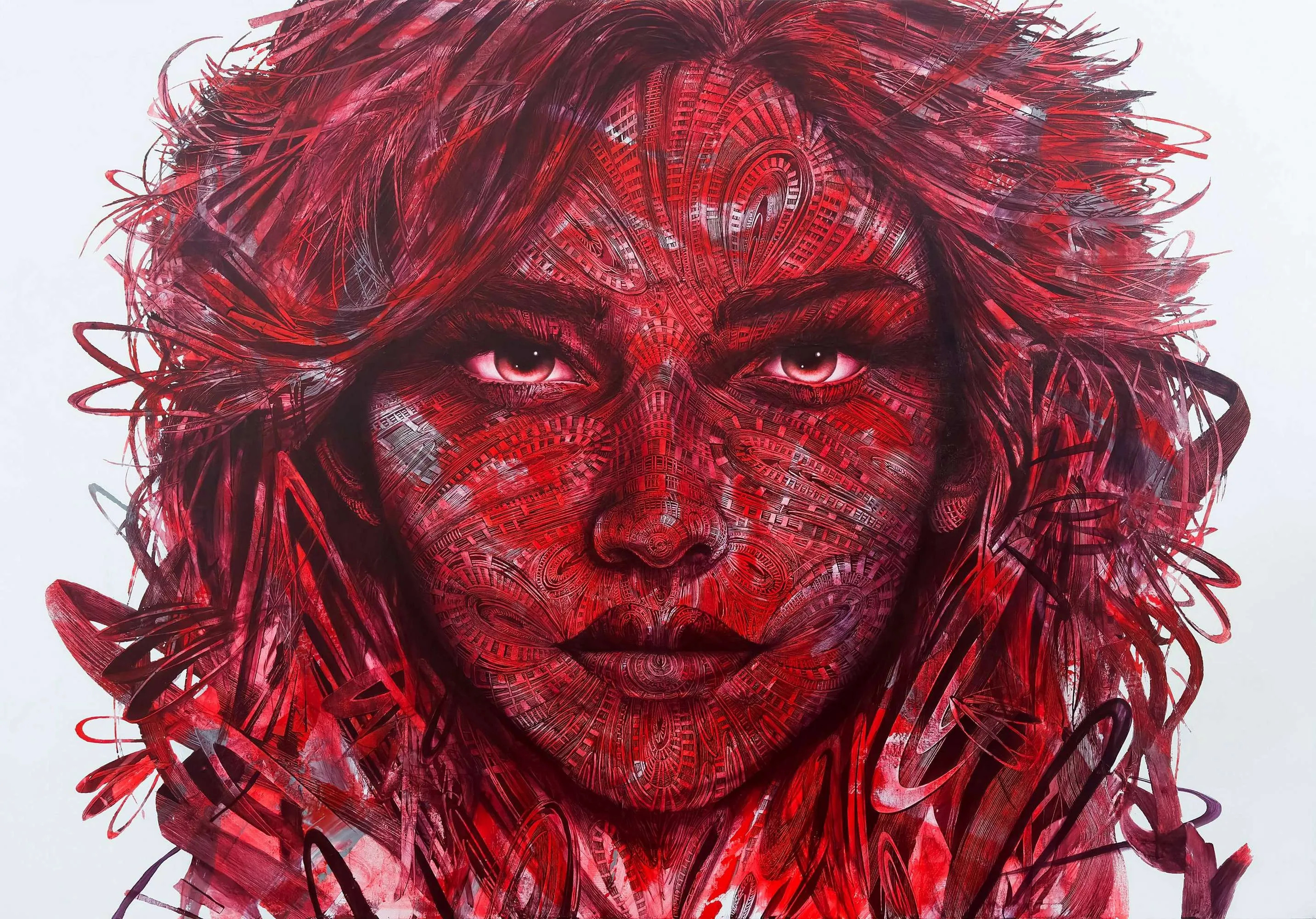 "Scarlet-3" eseri MEVLÜT AKAR tarafından 2023 yılında 130x183 cm ölçülerinde Tuval üzeri akrilik boya tekniği ile yapılmıştır.