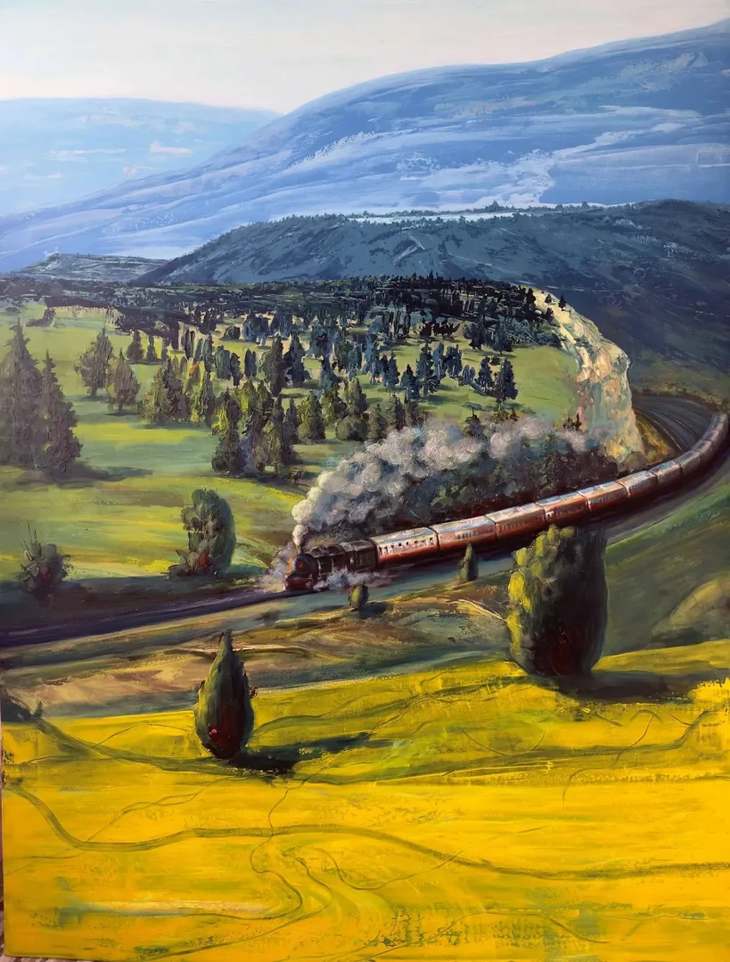 yakınlaştır "Tren" eseri TOLGA BOZTOPRAK tarafından 2023 yılında 200x150 cm ölçülerinde Tuval üzeri akrilik boya tekniği ile yapılmıştır.
