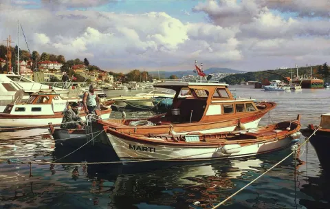 OLEG TURCHIN — “Bosphorus” "Bosphorus" eseri OLEG TURCHIN tarafından 140x220 cm ölçülerinde Tuval üzeri yağlı boya tekniği ile yapılmıştır.