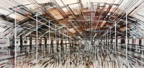 "Pazaryeri" eseri AYHAN ÇETİN tarafından 2023 yılında 50x109 cm ölçülerinde Tuval üzeri akrilik boya tekniği ile yapılmıştır.