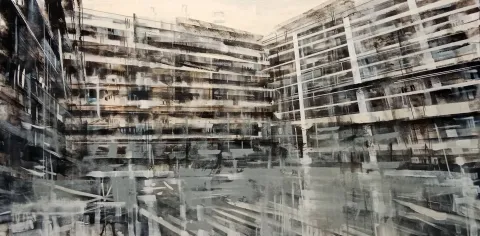 "Ruh Sağlığı Merkezi" eseri AYHAN ÇETİN tarafından 2022 yılında 70x140 cm ölçülerinde Tuval üzeri akrilik boya tekniği ile yapılmıştır.
