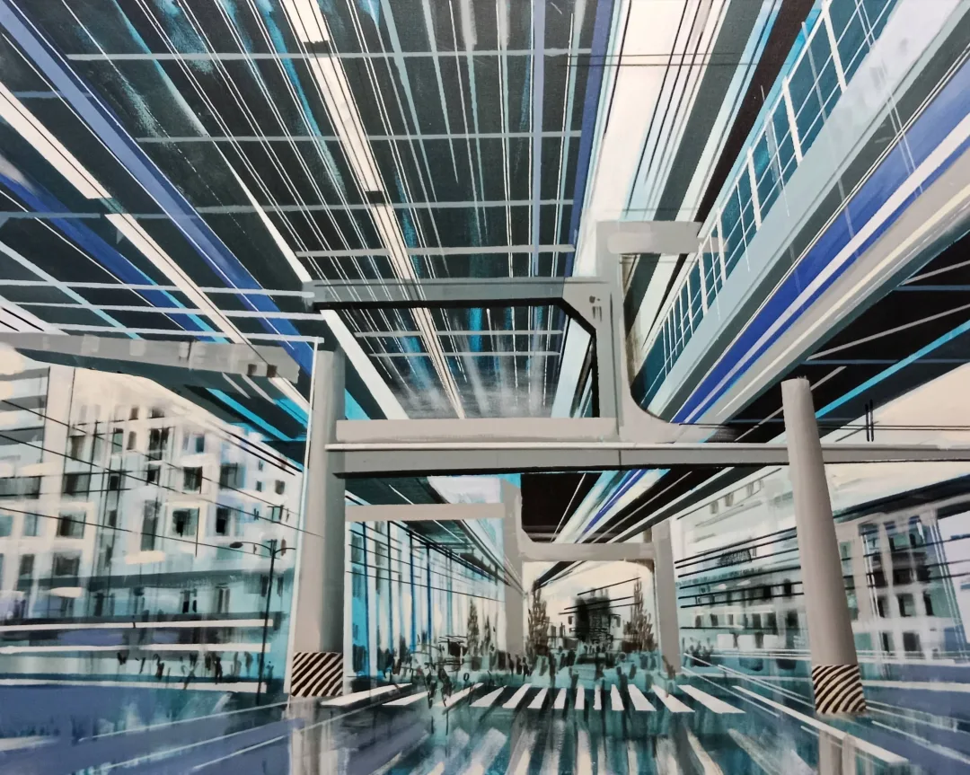 yakınlaştır "Üstyapı-II" eseri AYHAN ÇETİN tarafından 2023 yılında 80x100 cm ölçülerinde Tuval üzeri akrilik boya tekniği ile yapılmıştır.