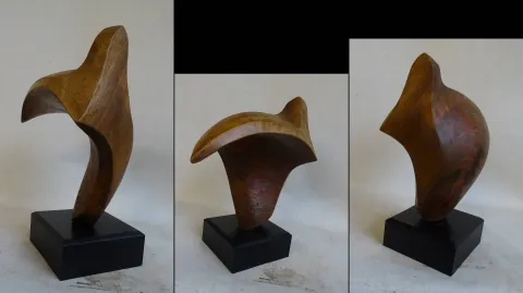 "İsimsiz" eseri AZİMET KARAMAN tarafından 2023 yılında 32x26x16 cm ölçülerinde Ceviz Ahşap Yontu tekniği ile yapılmıştır.
