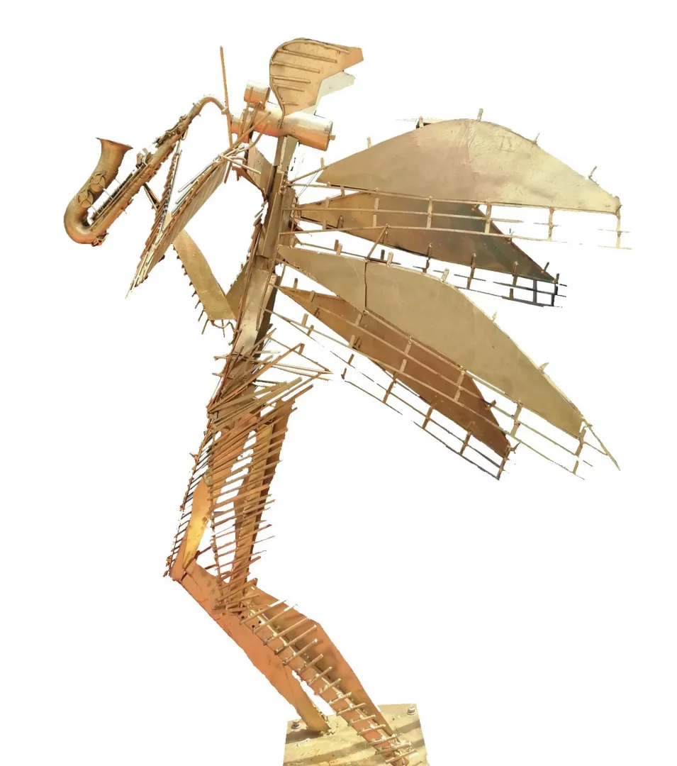 yakınlaştır "Fantastik Orkestra seri 6" eseri DOĞAN KARAKILIÇ tarafından 2023 yılında 102x191x140 cm ölçülerinde Metal- Saksafon tekniği ile yapılmıştır.