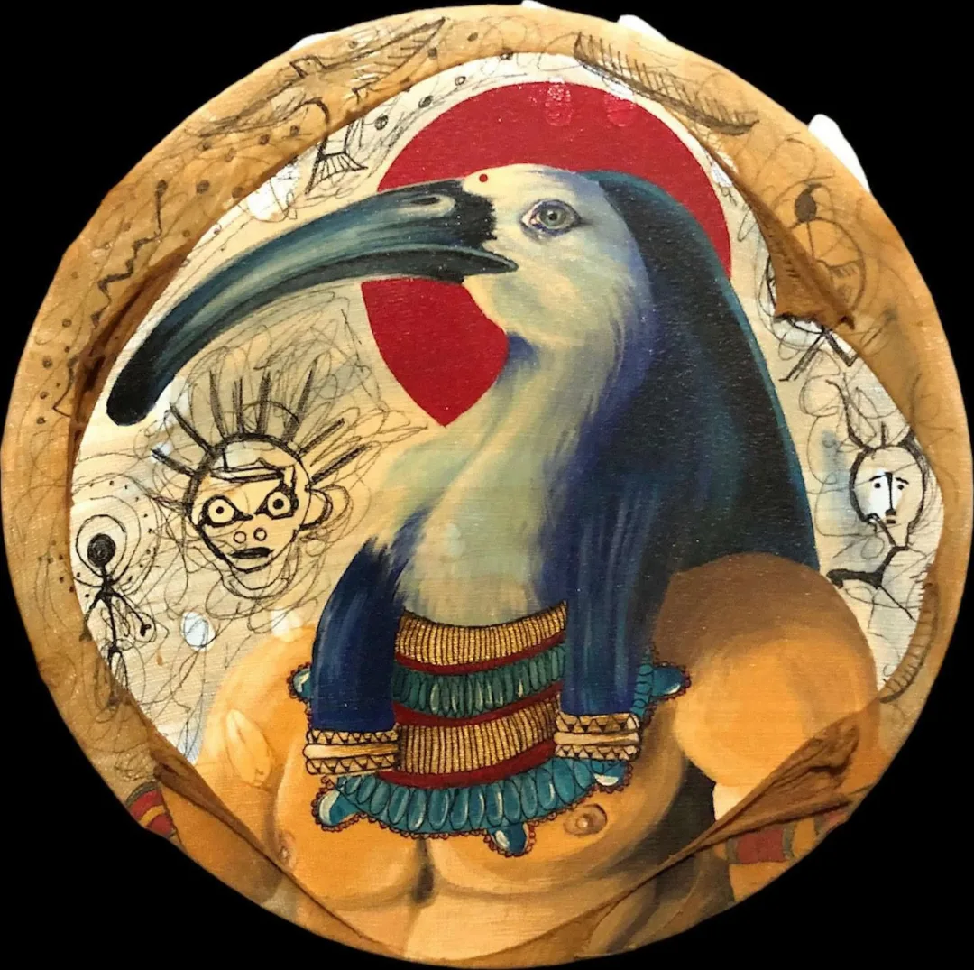 yakınlaştır "Horus" eseri ELİF YURTSEVER tarafından 2023 yılında 35x35 cm ölçülerinde Tuval üzeri karışık teknik tekniği ile yapılmıştır.