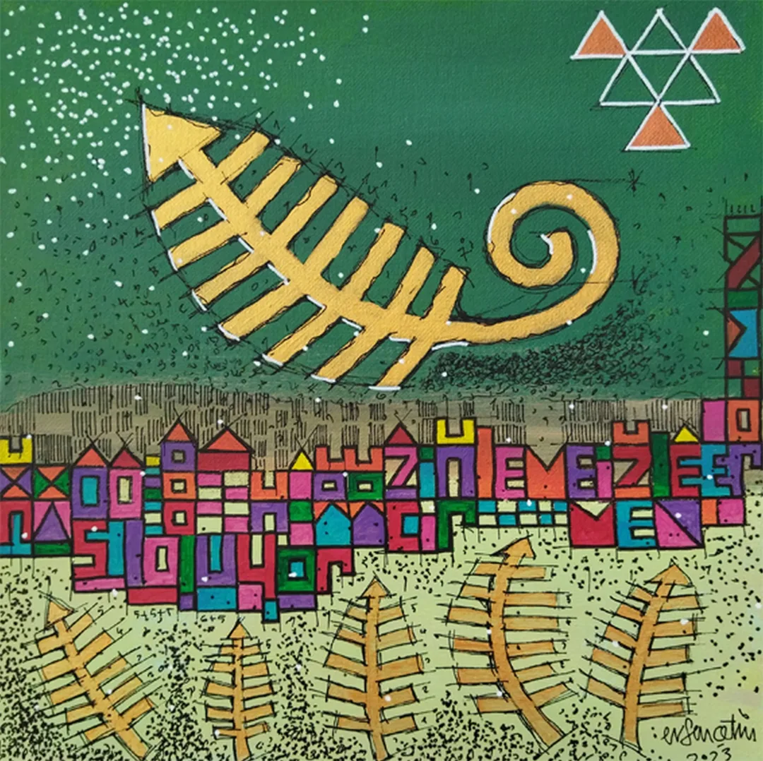 "İsimsiz" eseri ERSAN ÇETİN tarafından 35x35 cm ölçülerinde Tuval üzeri akrilik boya tekniği ile yapılmıştır.