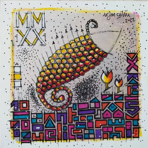 "İsimsiz" eseri ERSAN ÇETİN tarafından 25x25 cm ölçülerinde Tuval üzeri akrilik boya tekniği ile yapılmıştır.