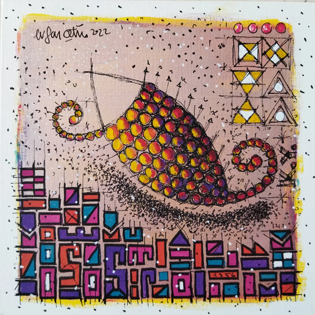 "İsimsiz" eseri ERSAN ÇETİN tarafından 25x25 cm ölçülerinde Tuval üzeri akrilik boya tekniği ile yapılmıştır.
