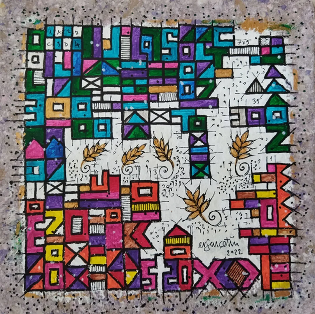 "İsimsiz" eseri ERSAN ÇETİN tarafından 26x26 cm ölçülerinde Kağıt üzeri akrilik boya tekniği ile yapılmıştır.